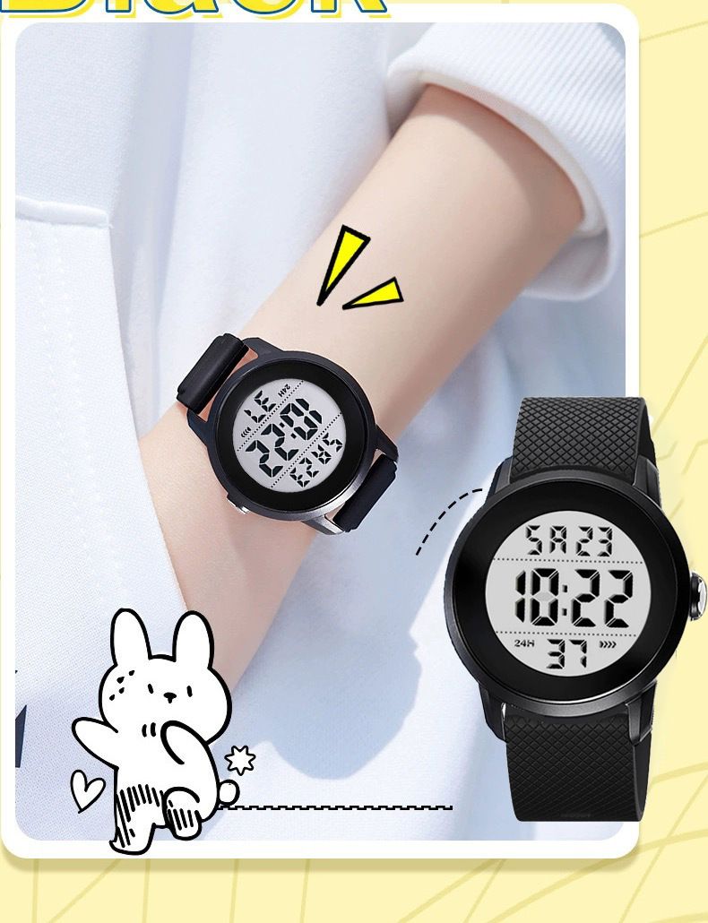 Montre LED numérique pour enfants, grande montre pour étudiants, garçon et fille, étanche, lumineuse, réveil, compte à rebours, multifonction, électronique_voghion.com