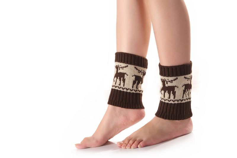 Women's Autumn And Winter New Christmas Deer Short Colored Warm Socks, Knitted Wool Boots, Leggings, 10 Colors_voghion.com
