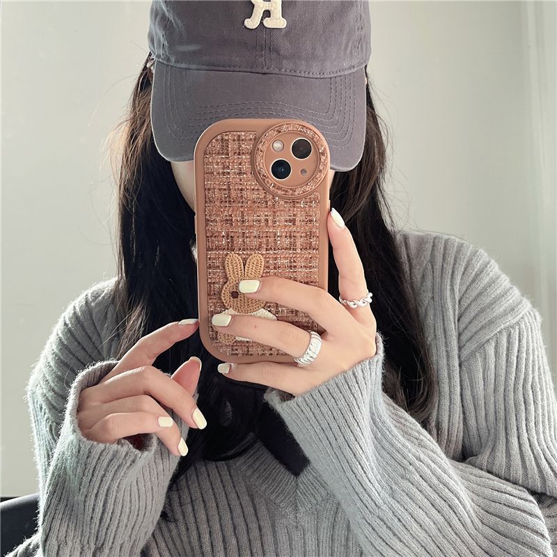 Roztomilý kreslený králík 3D vlněný měkký silikonový kryt pro iPhone 11 12 13 14 Pro Max X XS XR Plus chránič objektivu_voghion.com