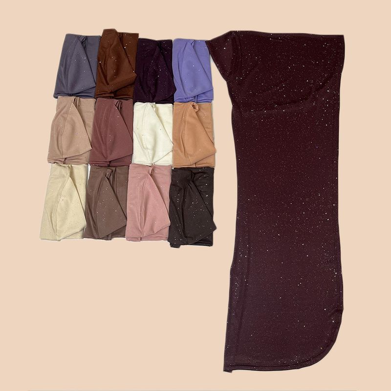 Sciarpa lunga da donna con fascia per capelli Baotou in glitter lucido e puro colore oro, sciarpa da donna_voghion.com