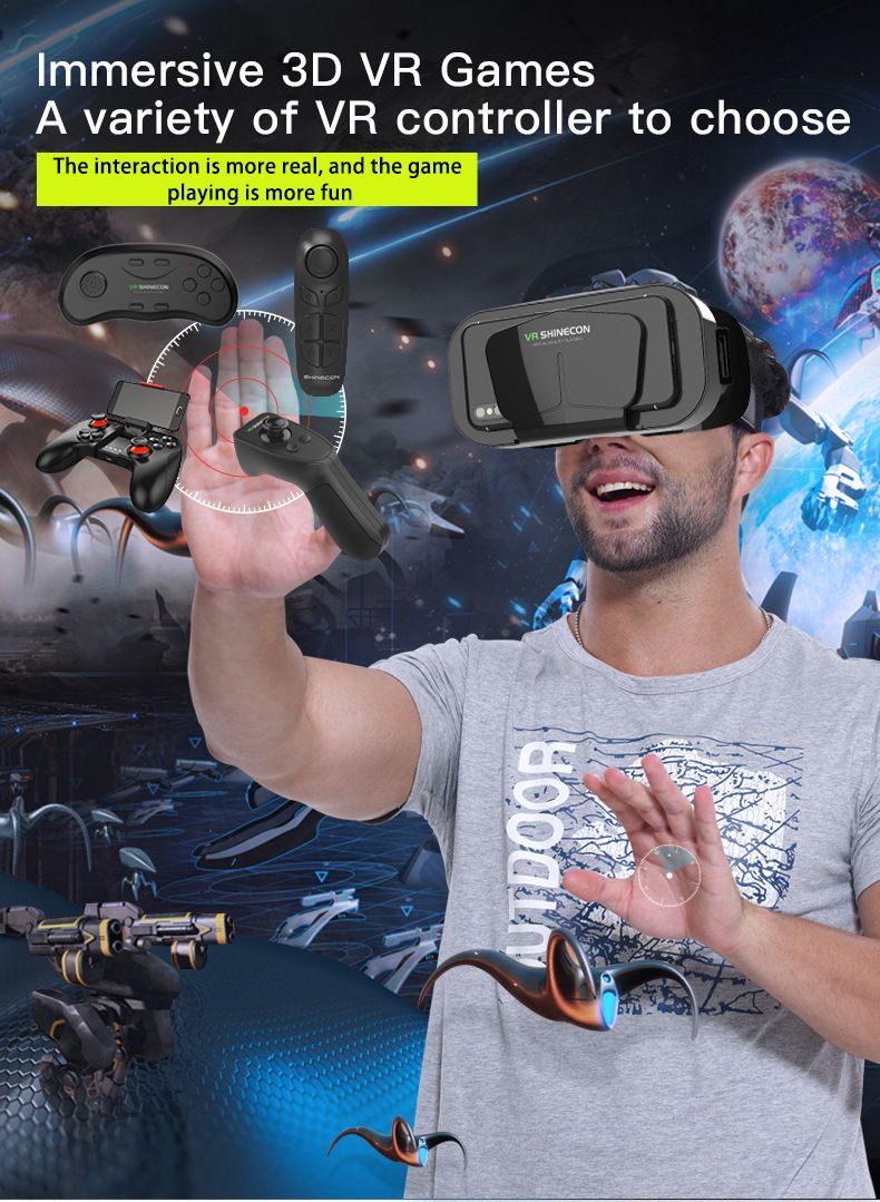 Cross border hot selling VRSHINECON Qianhuan VR glasses G10 virtual reality panoramic large screen mobile phone VR glasses_voghion.com