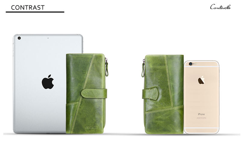 Nueva cartera de cuero genuino de Contact's, monedero de moda para damas, carteras de mano largas para mujer, con bolsas para teléfono móvil, tarjeta_voghion.com