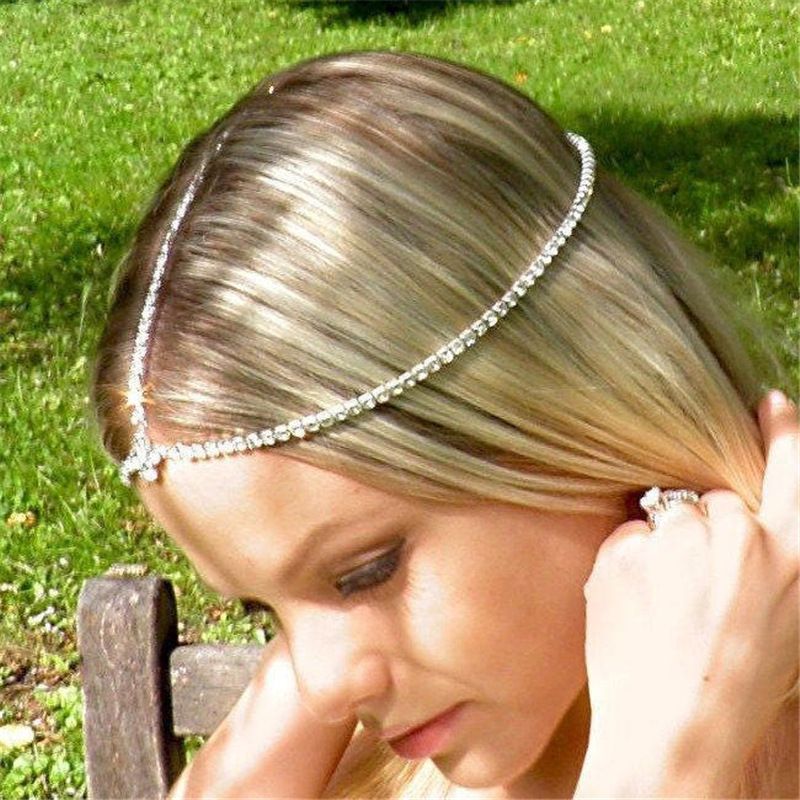 Diamante rotondo con catena sulla fronte, alla moda e innovativo, accessori per capelli da sposa, fascia per capelli femminile_voghion.com