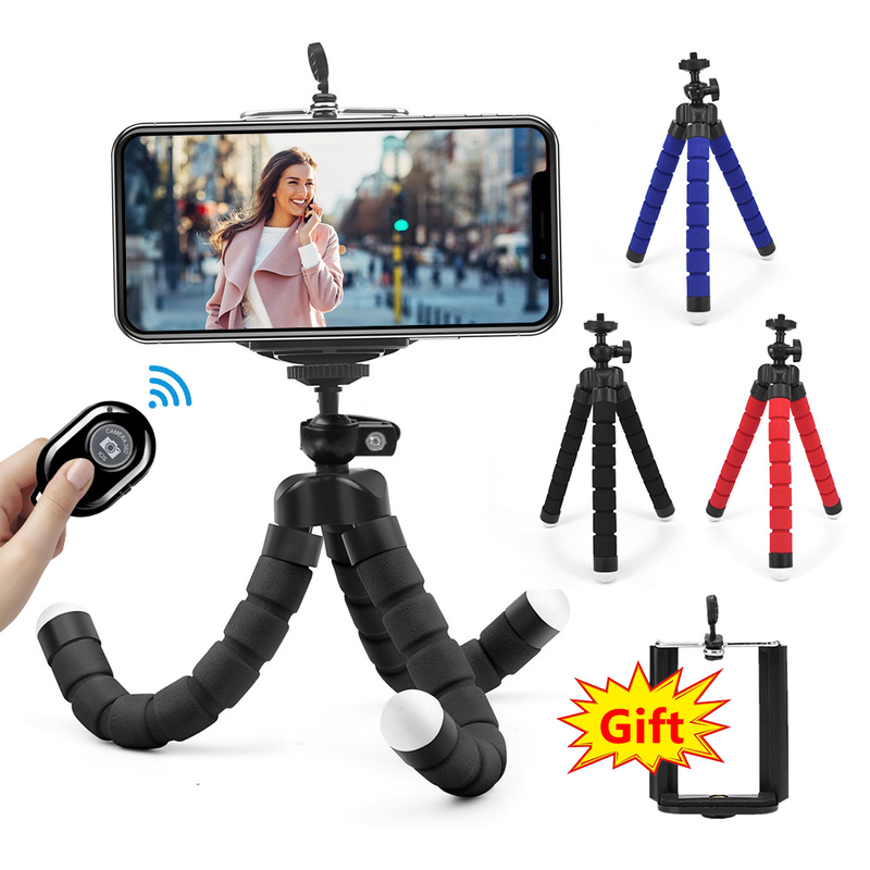 Flexible éponge poulpe téléphone trépied support Selfie bâton trépied support pour IPhone Huawei Samsung Xiaomi téléphone portable intelligent_voghion.com