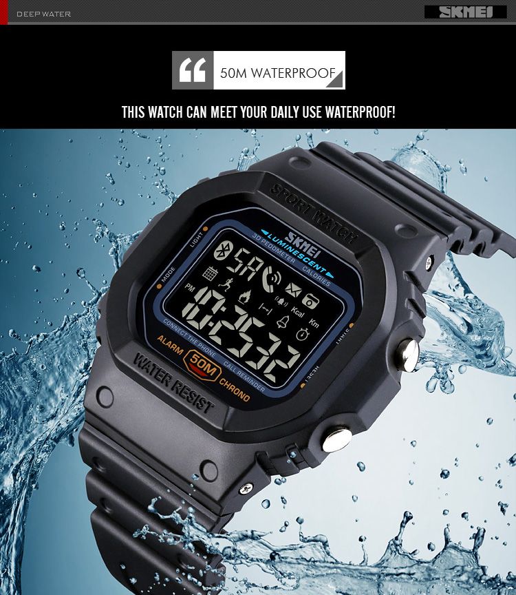 SKMEI 1629 Sport Digital Watch For Men Military Pedometer Calorie Tracker Mens Bluetooth Phone Wristwatch Clock Smartwatch Reloj_voghion.com