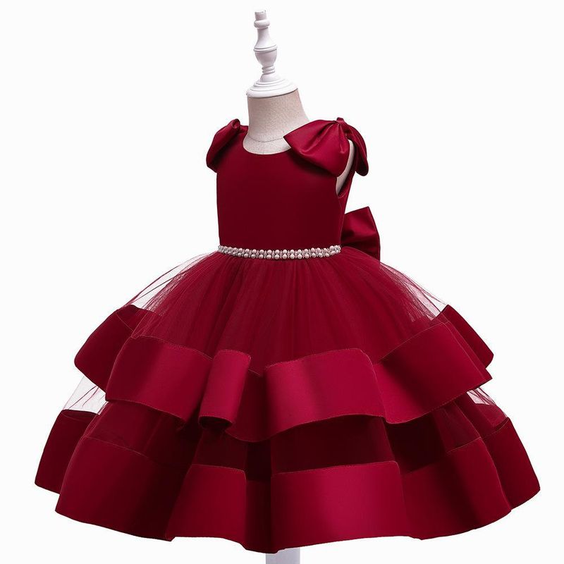 Mutter & Kinder Prinzessin Kleid Kleine Kinder Rock Bogen Ärmel Blumenmädchen Kleid Leistung Kostüm_voghion.com