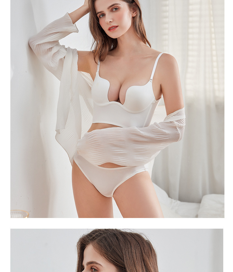 Women's clothing glossy seamless underwear sexy U-shaped large backless beautiful back bra small chest gathered breasts hanging neck bra_voghion.com