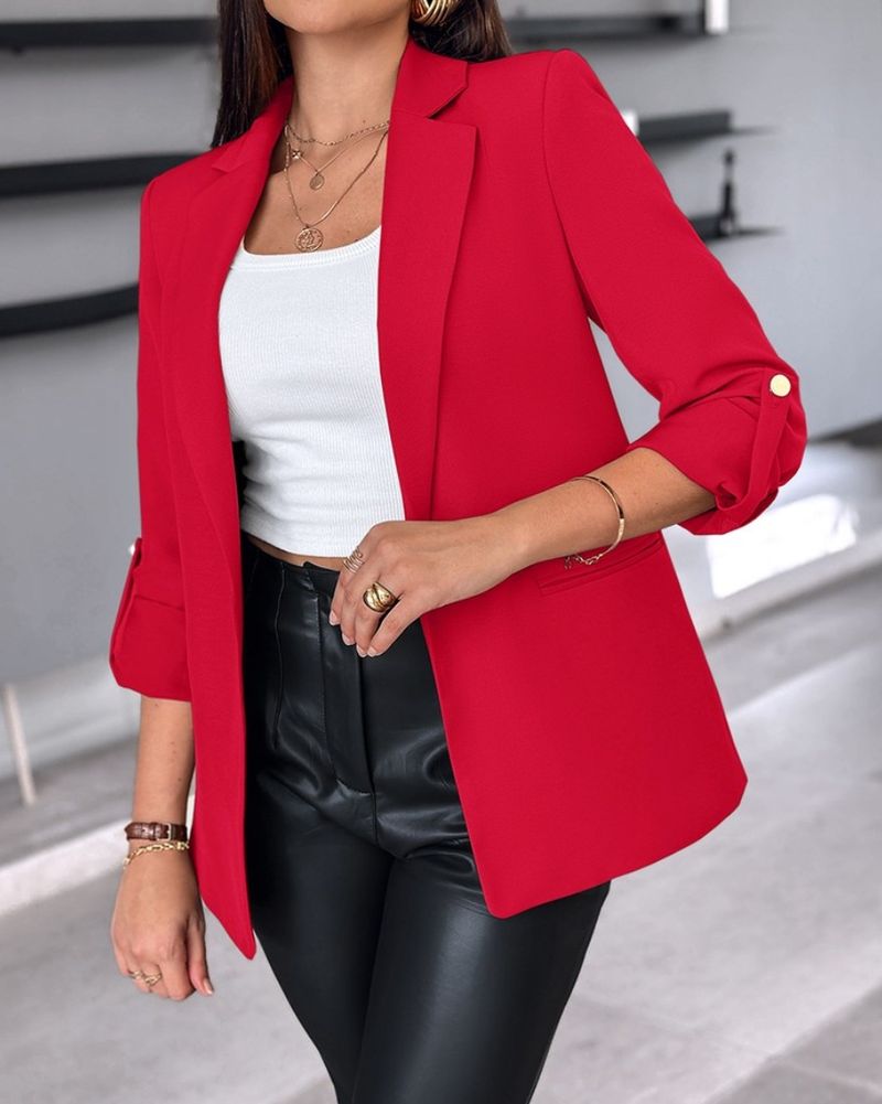 Blazer cardigan tinta unita a maniche lunghe autunno inverno 2025 per donna_voghion.com