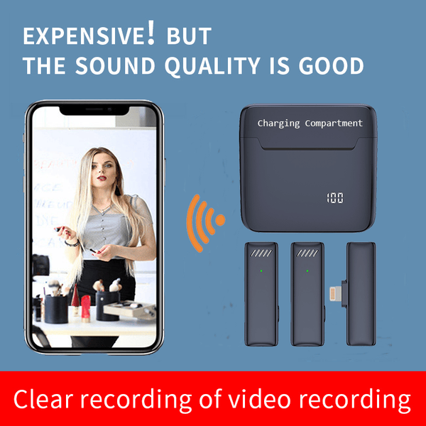 Dual Wireless Lavalier Microphone For IPhone IPad; Wireless Clip On Mic Professional Plug-Play Wireless Lapel Microphones For Recording; Live Stream_voghion.com