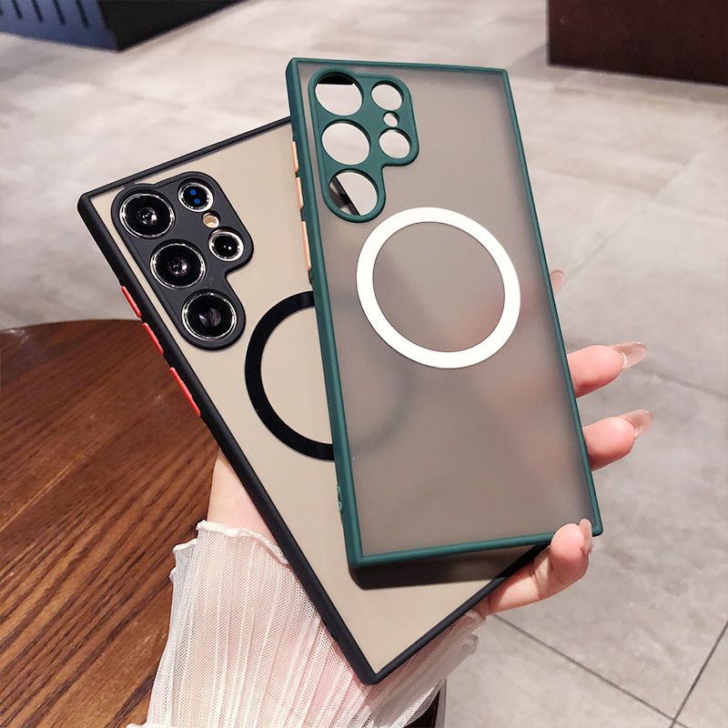 Magnetische Hautgefühl Hülle für Samsung S25 ULTRA S24 FE A06 A16 A26 A56 Drahtlose Ladeabdeckung_voghion.com