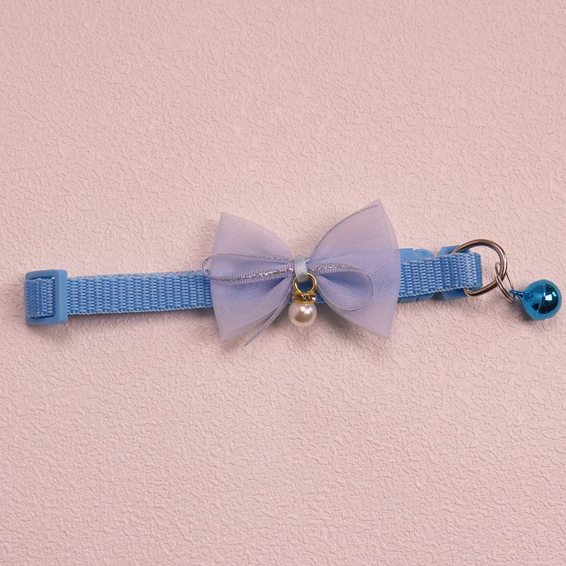 Collare per cani di piccola taglia con fiocco e campanellino regolabile con perla per gatti, accessori per animali domestici_voghion.com