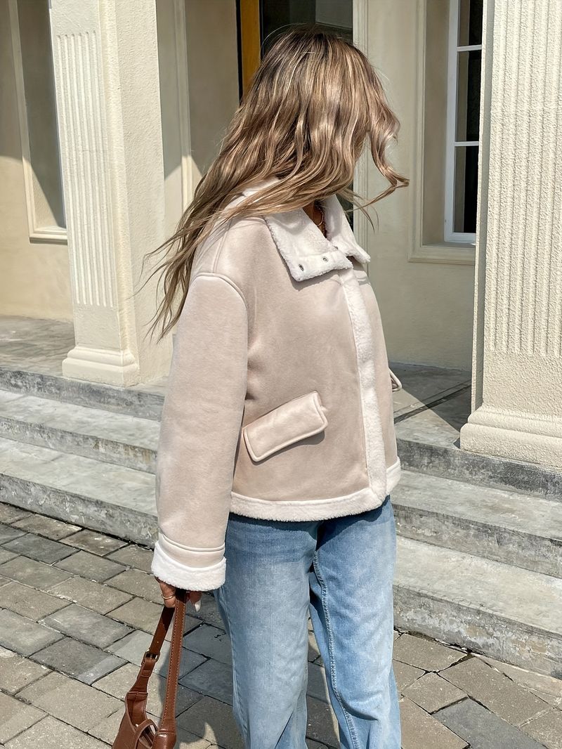 Giacca da donna casual autunno inverno con fodera calda e collo con cerniera larga Francia 2025_voghion.com
