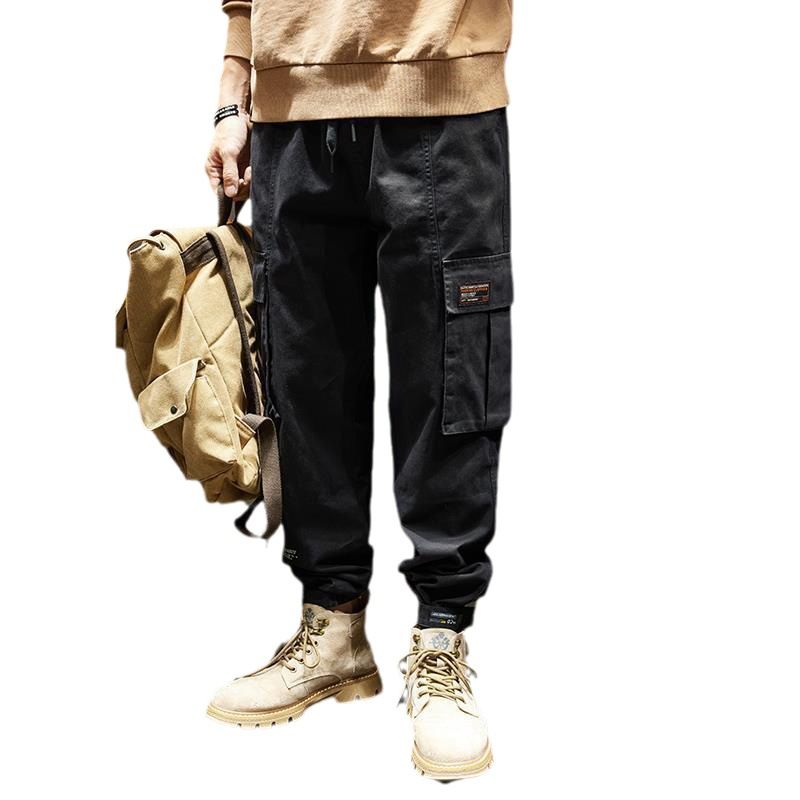 Pantalon cargo ample et décontracté pour homme, grande taille, avec velcro, style américain, idéal pour la randonnée, l'automne et l'hiver_voghion.com