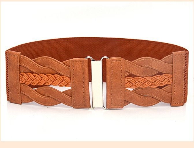 Gewebter Stretch-Mode-Vielseitiger roter Kleidergürtel für Damen, elastischer Taillenmieder für Frauen_voghion.com