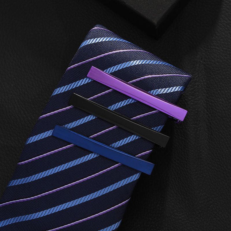 new stainless steel mirror polished tie clip multi color men's simple twill laser tie clip_voghion.com