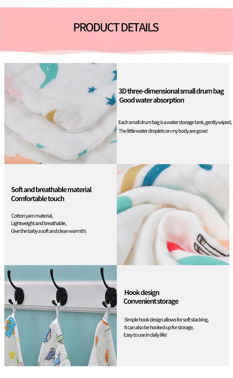 Toalla de baño para bebé, 3 piezas, para niños y niñas, 100 % algodón, manta para recién nacidos, toallita de gasa, toallita para envolver al bebé_voghion.com