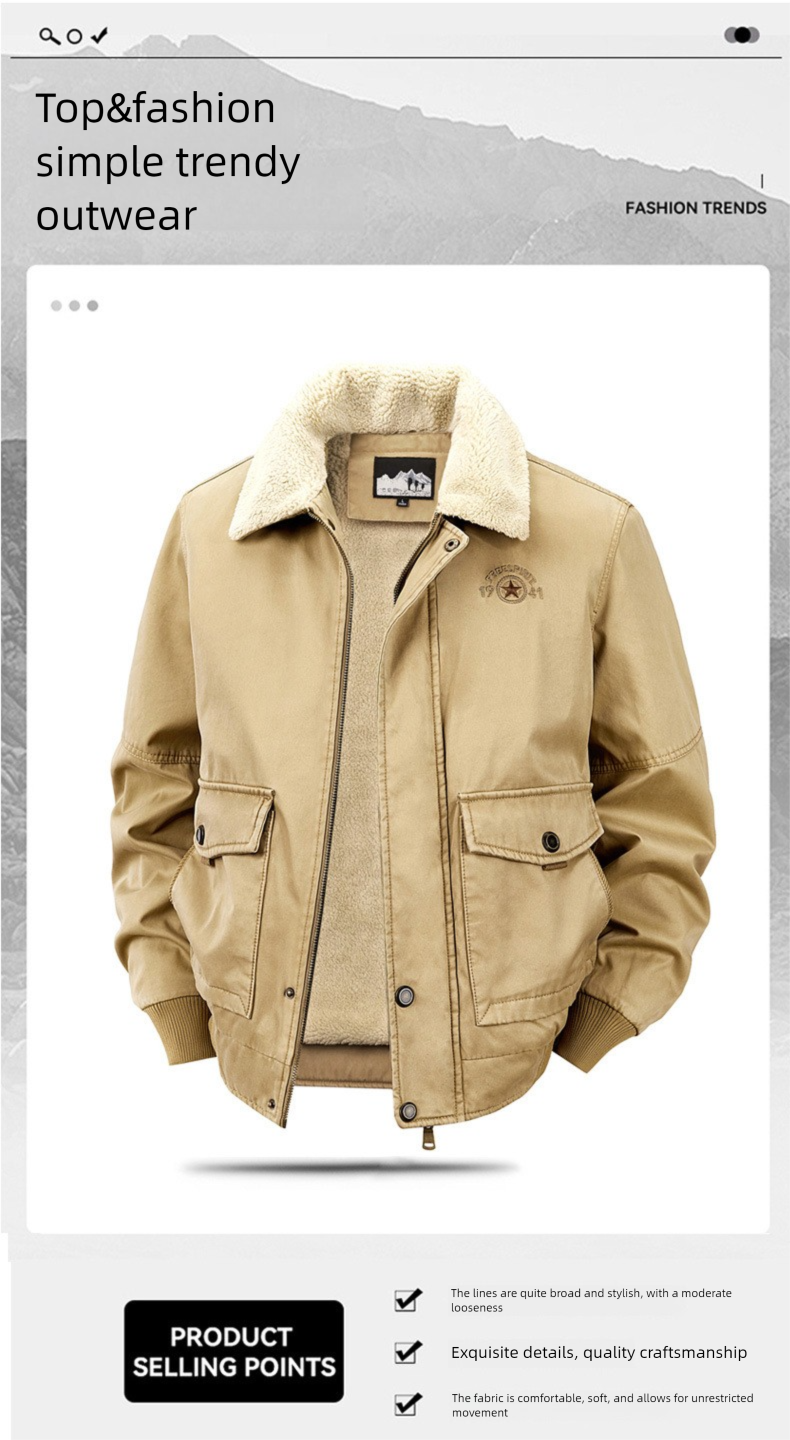 Giacca da uomo in cotone con lana di agnello, giacca invernale foderata in pile, vestibilità ampia, taglie forti, mezza età, calda, casual, anziani_voghion.com