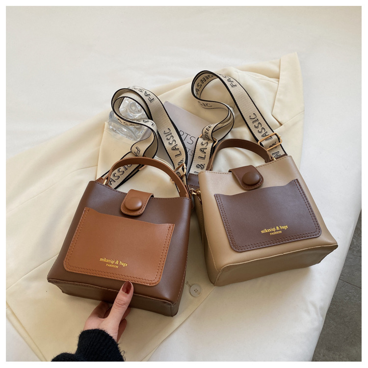 Borsa da donna Borsa a tracolla portatile da donna alla moda Borsa a secchiello retrò a tracolla_voghion.com