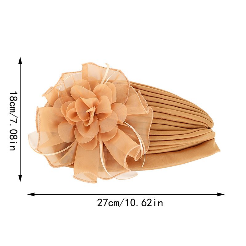 Muslim hat Ladies elegant side large flower streamers stretch breathable watermelon hat chemo hat headscarf hat_voghion.com