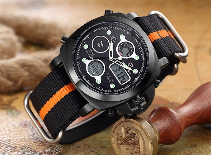 Sports Men Watches Analog Digital Dual Display Date Week Wrist Mens Watch Canvas Cool Outdoor Male Hour_voghion.com