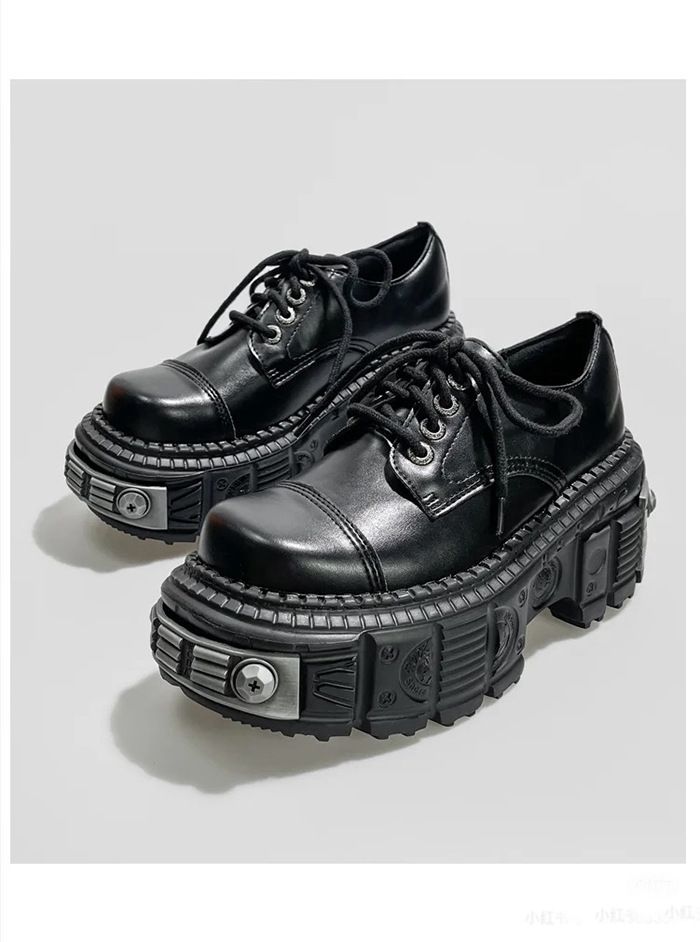 Spanish Trendy Brand Height Increasing Thick Sole Punk Style Dark Big Head Low Top Shorty Leisure Platform Tank Small_voghion.com