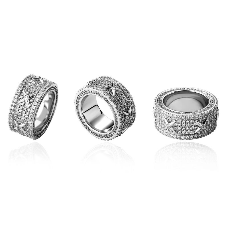 Anello vintage con zirconi per uomo e donna, placcato oro/argento, in rame, stile hip-hop_voghion.com