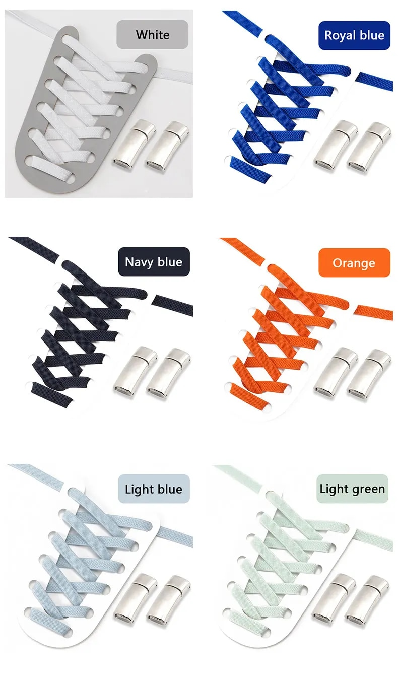 NUOVI Lacci NoTie Clip per scarpe magnetiche Lacci elastici piatti elasticizzati Sneakers Donna Uomo Bambini Lacci Casual per_voghion.com