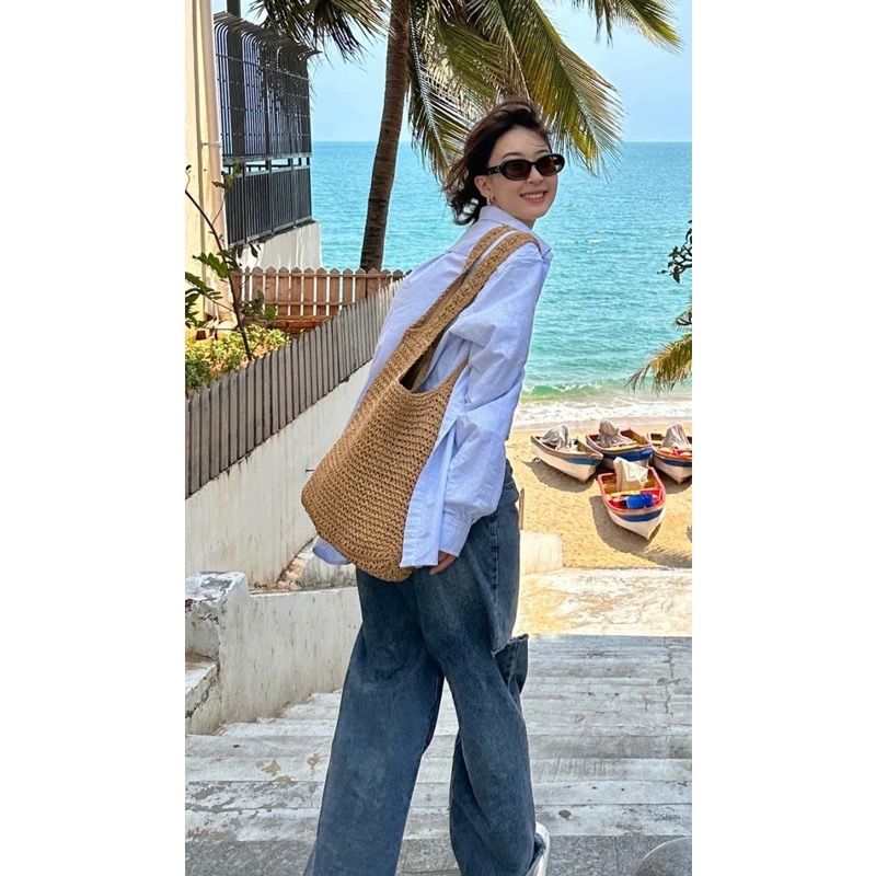 Straw For Women 2025 New Summer Beach Vacation Shoulder Forest Style Handmade Woven Bag Large Capacity_voghion.com