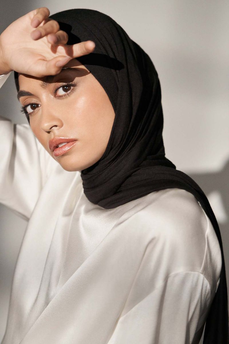 Unisex muslimsk enfärgad Modal roll-bård merceriserad bomull med lång turbantäckande halsduk_voghion.com