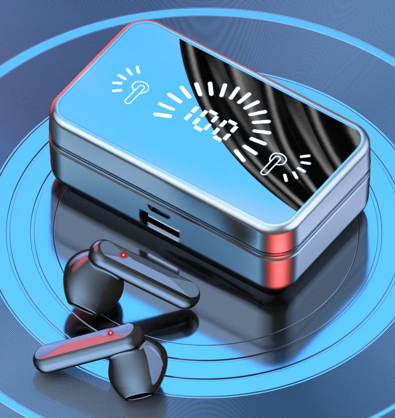 Mirror Digital Display Wireless Bluetooth Headset 5.1 Touch TWS Business Sports Headset_voghion.com