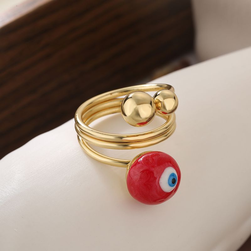 Mafiar 2024 Trendy Gold Color Statement Ball Shape Evil Eye Ring For Women Girl Female Party Jewelry Finger_voghion.com