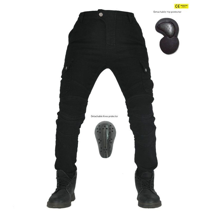 Jeans da motociclista da donna - Denim rinforzato in Kevlar con protezione antigraffio, vestibilità slim per la guida sportiva e urbana (nero, verde militare)_voghion.com