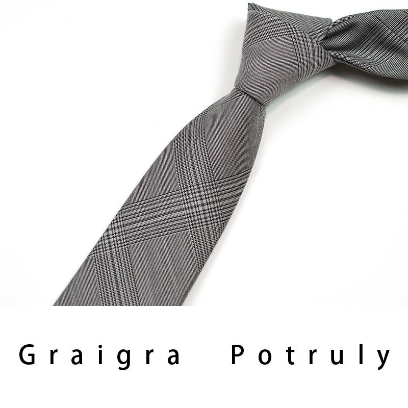 Abito e cravatta pied de poule da uomo, cravatta casual grigio marrone da 7,5 cm, moda scozzese da lavoro retrò per donna_voghion.com