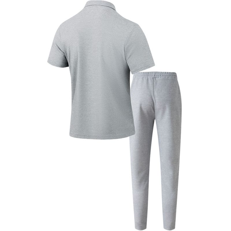 Men's Clothing Men's Summer New Solid Color Button Pocket Shirt Short Sleeve Pants Two Piece Set_voghion.com