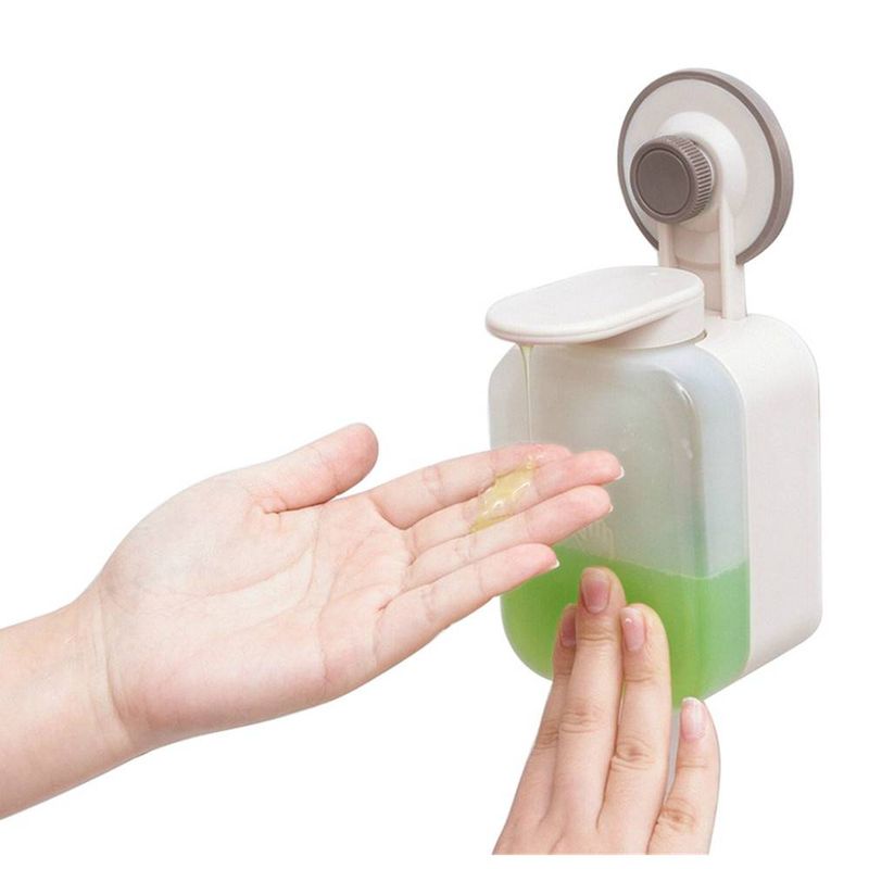 Flüssigseifenspender mit Saugnapf für Bad und Küche, Kunststoff, Wandmontage, Handflasche, kein Bohren erforderlich_voghion.com