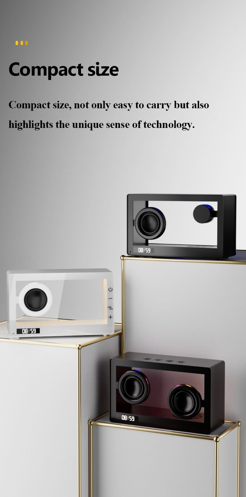 Prenosni retro Bluetooth Speak brezžični prozorni zvočniški okvir z barvito ambientalno svetlobo za prostoročne klice in glasbo_voghion.com