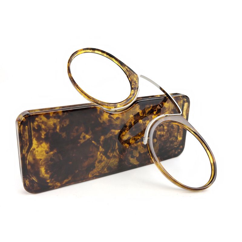 TR90 Clip-on Nose Reading Mini No Temple Glasses Compact Ultra-light Tortoiseshell Color_voghion.com