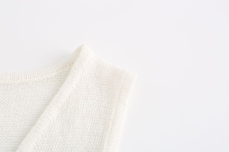 Women's Clothing summer fashion casual deep V-neck vest drawstring knitted women's sweater suit two-piece set_voghion.com