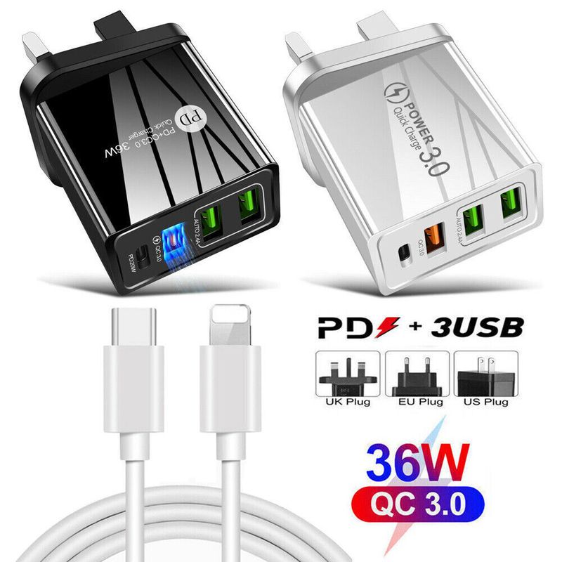 36W USB Fast Wall Charger Power Adapter Cable For IPhone 16 15 Pro 14+ 12 11 Max_voghion.com
