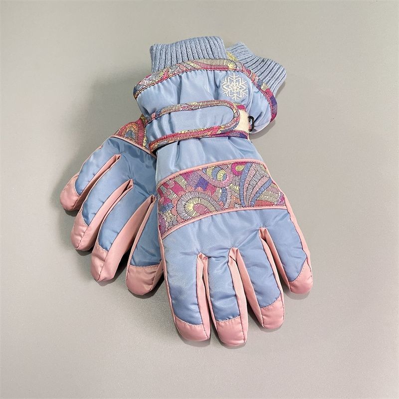 Gants de ski femme en hiver, en coton et velours, épaissis pour plus de chaleur, coupe-vent, imperméables, antidérapants, tactiles_voghion.com