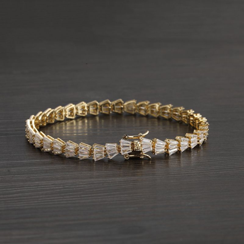 Damen Step Square Kupfer Intarsien Zirkon Hip Hop Armband Tennis Kette Hand Schmuck voller Dias_voghion.com