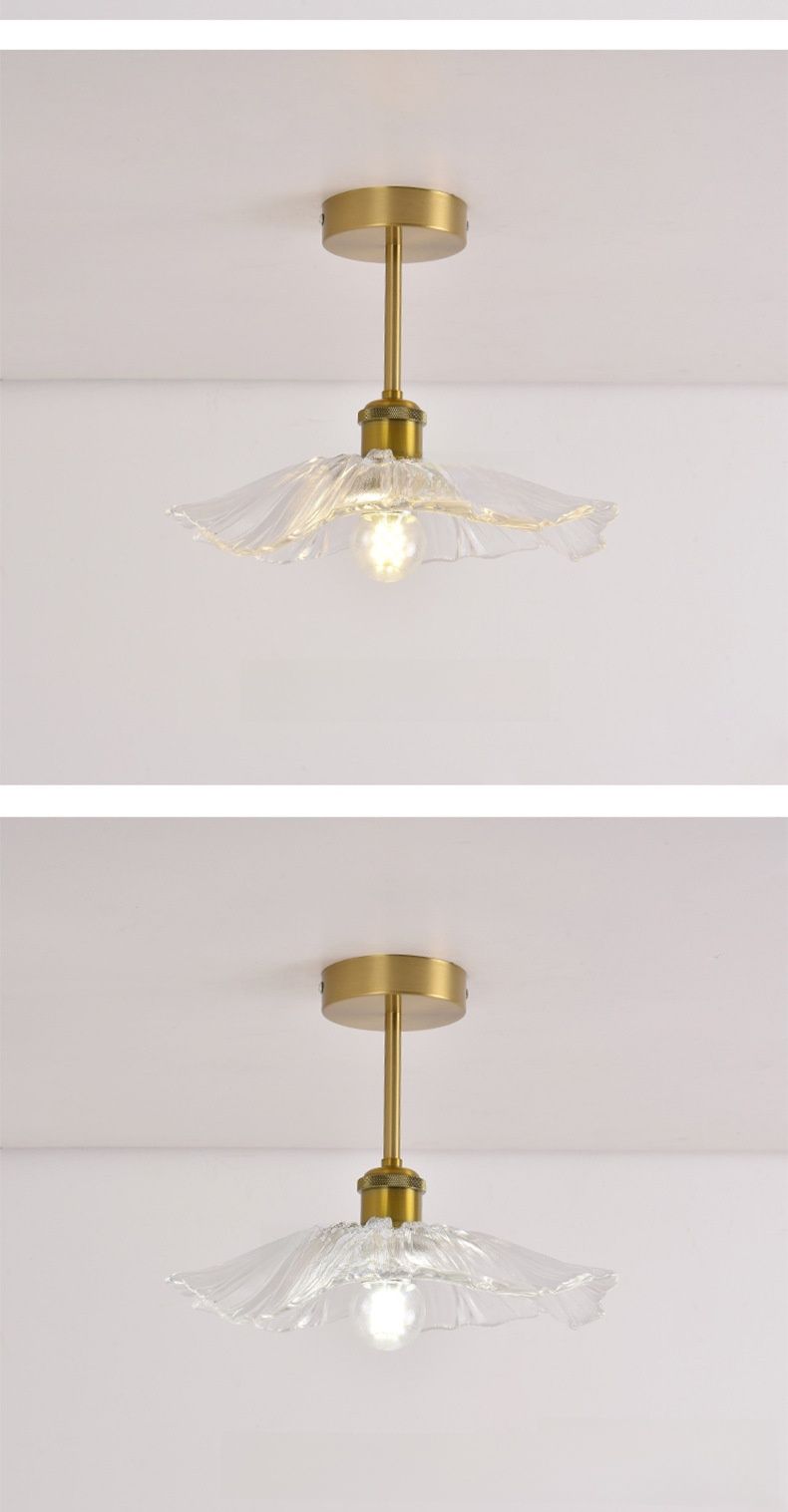Nordic Minimalist Balcony Lotus Leaf Glass Corridor Hallway Entrance French Crystal Internet Celebrity Ceiling Light_voghion.com