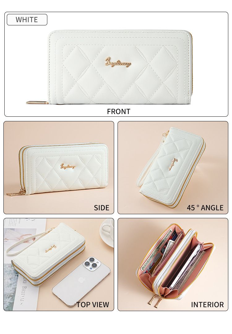 Women's Long Wallet Rhombus Clutch Multifunctional Mobile Phone Change Bag Wallet_voghion.com