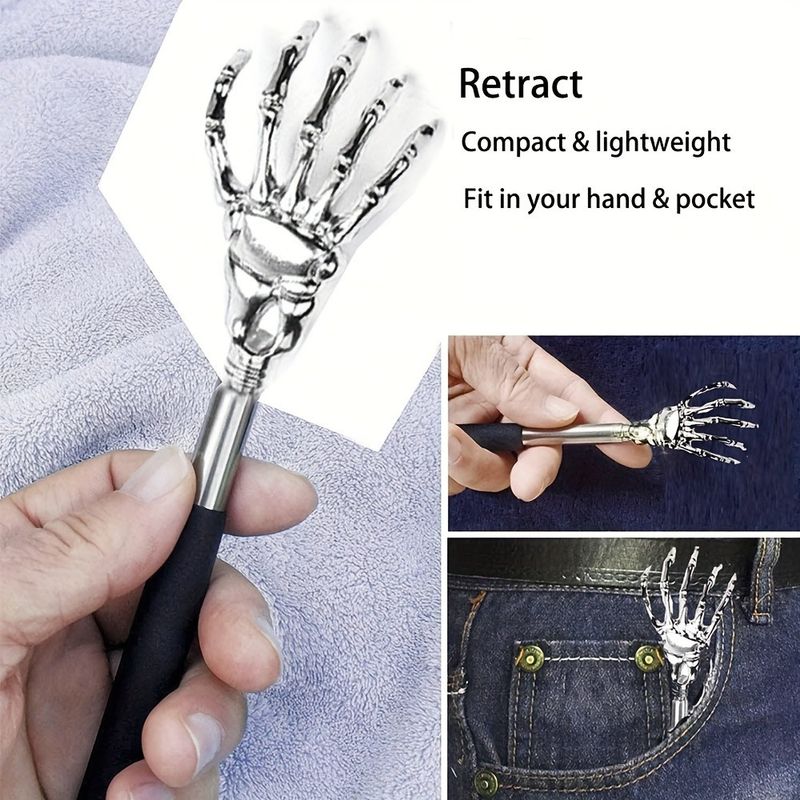 Portable Extendable Back Scratcher Stainless Steel Telescoping Back Scratcher For Both Human And Pets Extendable Back Massager_voghion.com