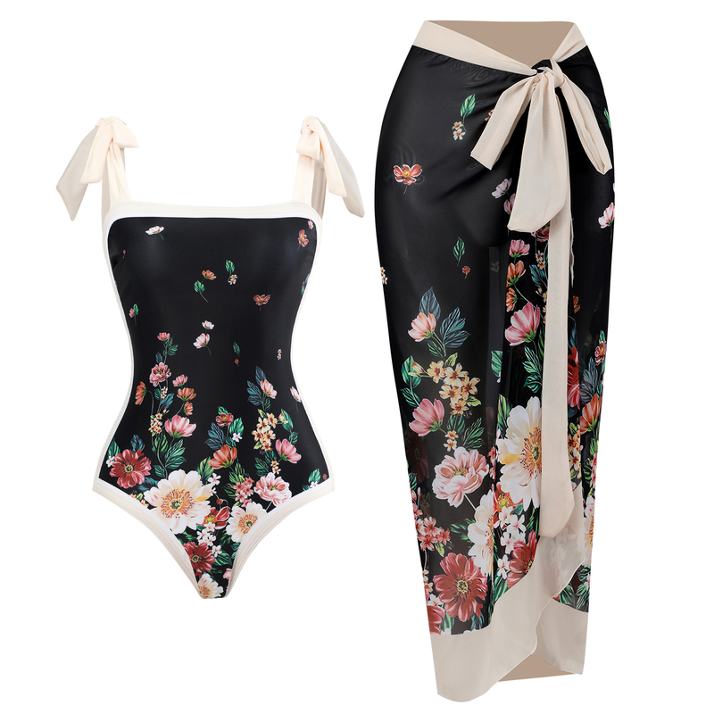 2023 Nyt Badetøj Konservativ One Piece Hot Spring Badetøj Sæt Dame Chiffon Cover Up_voghion.com