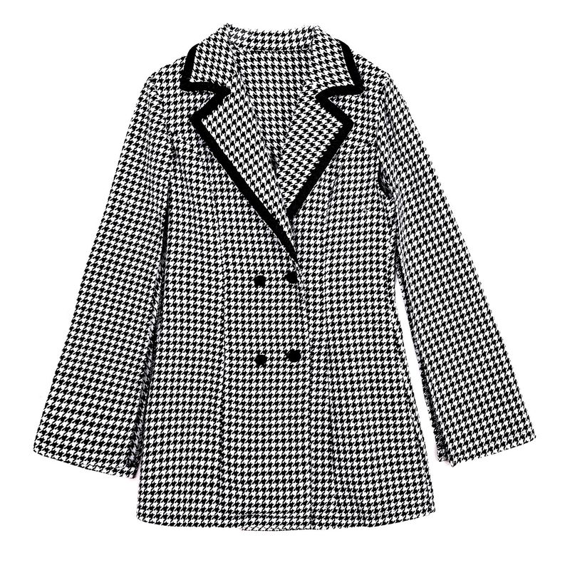 Women's Clothing houndstooth suit jacket female winter new style split long sleeve commuter temperament small suit _voghion.com
