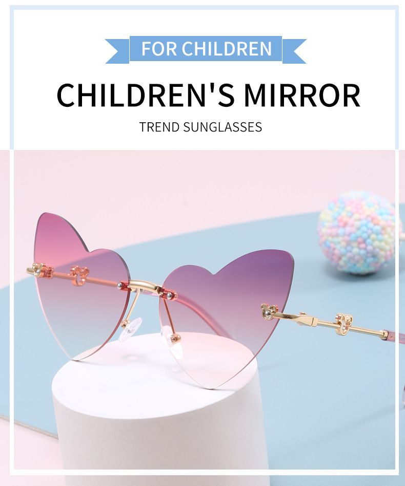 Jaunas mīlestības modernas, modernas zēnu un meiteņu persiku sirds formas saulesbrilles, jaukas, krāsainas bērnu brilles_voghion.com