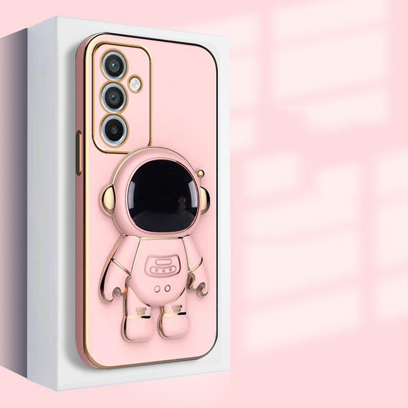 Astronaut Bracket Plating Phone Holder Case for Samsung Galaxy A14 A24 A34 A54 A04 A04E F13 M13 4G 5G Silicone Cover_voghion.com