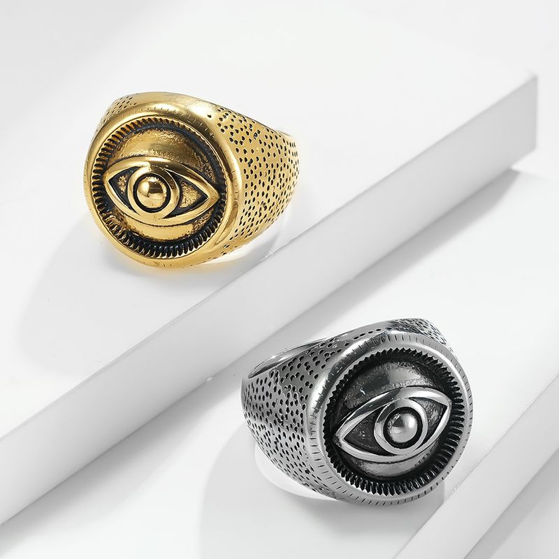 Retro style devil eye stainless steel men's ring ring titanium steel bracelet_voghion.com