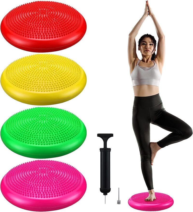33cm Yoga Fitnessstudio Opblosbar Stabilitéit Wackelen Gläichgewiicht Massagepad Disc Këssen Yoga Stabilitéit Gläichgewiicht Disc Këssen Yoga Ball_voghion.com